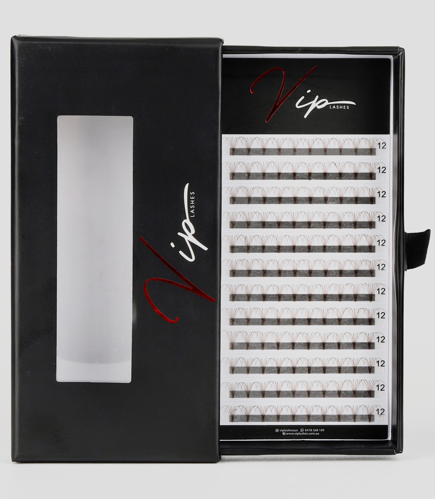 Brown 6D D curl 0.07 12 Row Trays - Black Trays