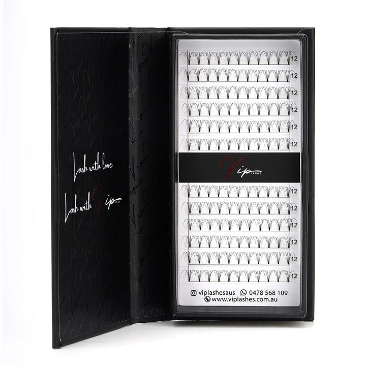 4D C curl 0.07 12 Premade Lashes - Black Trays