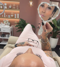 Load image into Gallery viewer, Heart Shaped Crystal Hand Held Mirror