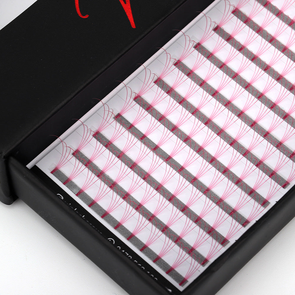 Pink 4D D curl 0.07 12 Row Trays - Black Trays