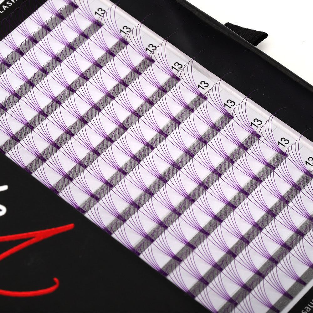 Purple 5D D curl 0.10 12 Row Trays - Black Trays