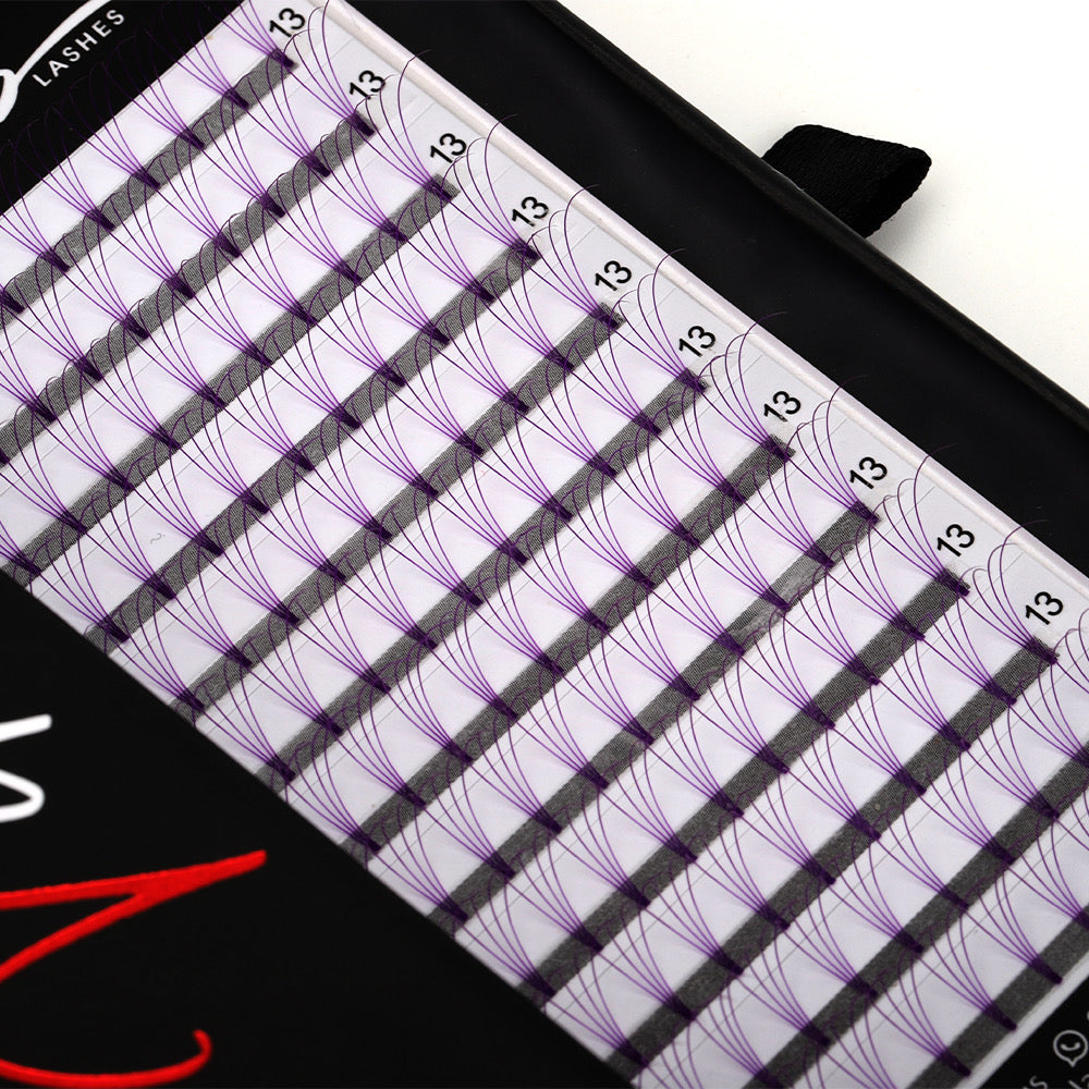 Purple 4D D curl 0.07 12 Row Trays - Black Trays