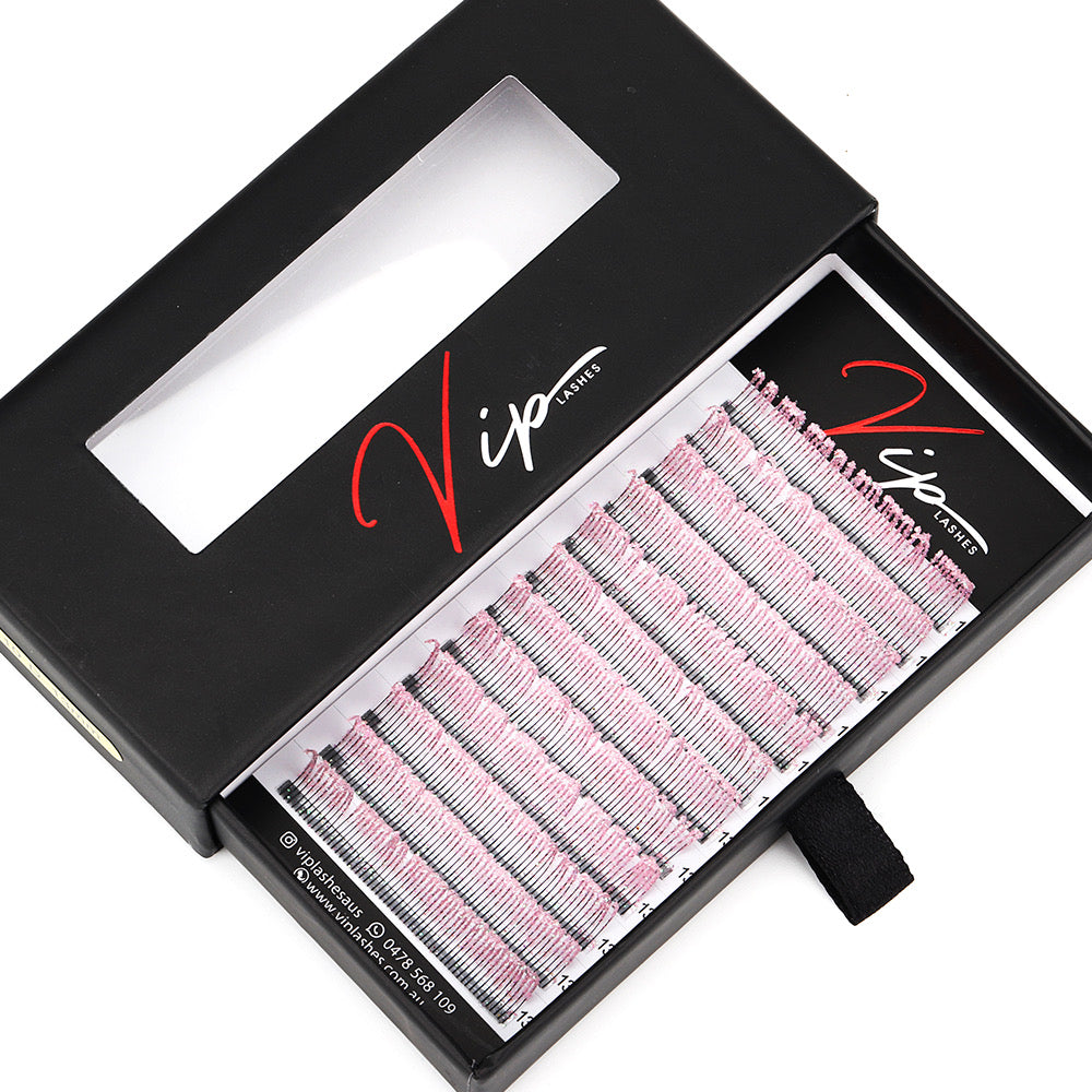 Pink Glitter Spikes D curl .10 - Black Trays