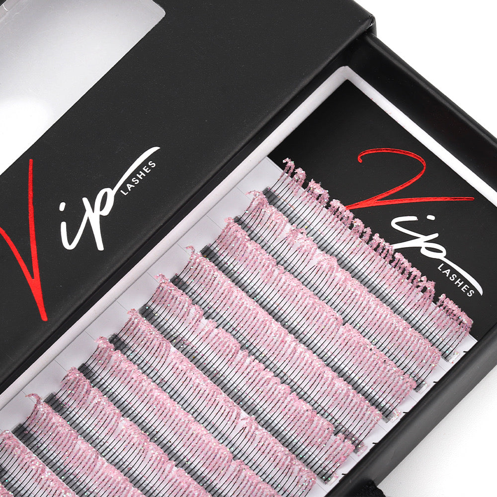 Pink Glitter Spikes D curl .10 - Black Trays