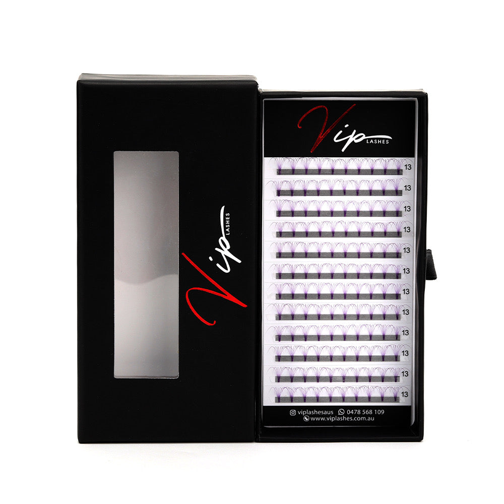 Purple 6D D curl 0.07 12 Row Trays - Black Trays