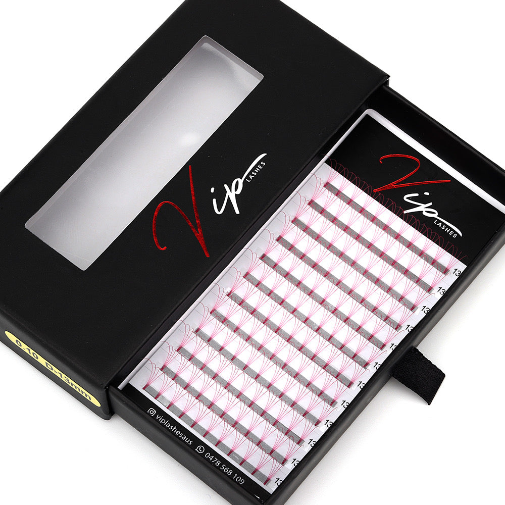 Pink 4D D curl 0.10 12 Row Trays - Black Trays