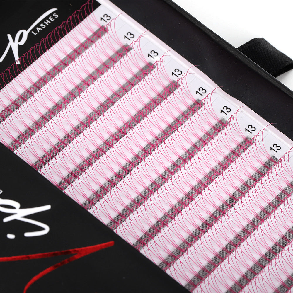 Pink 3D D curl 0.07 12 Row Trays - Black Trays