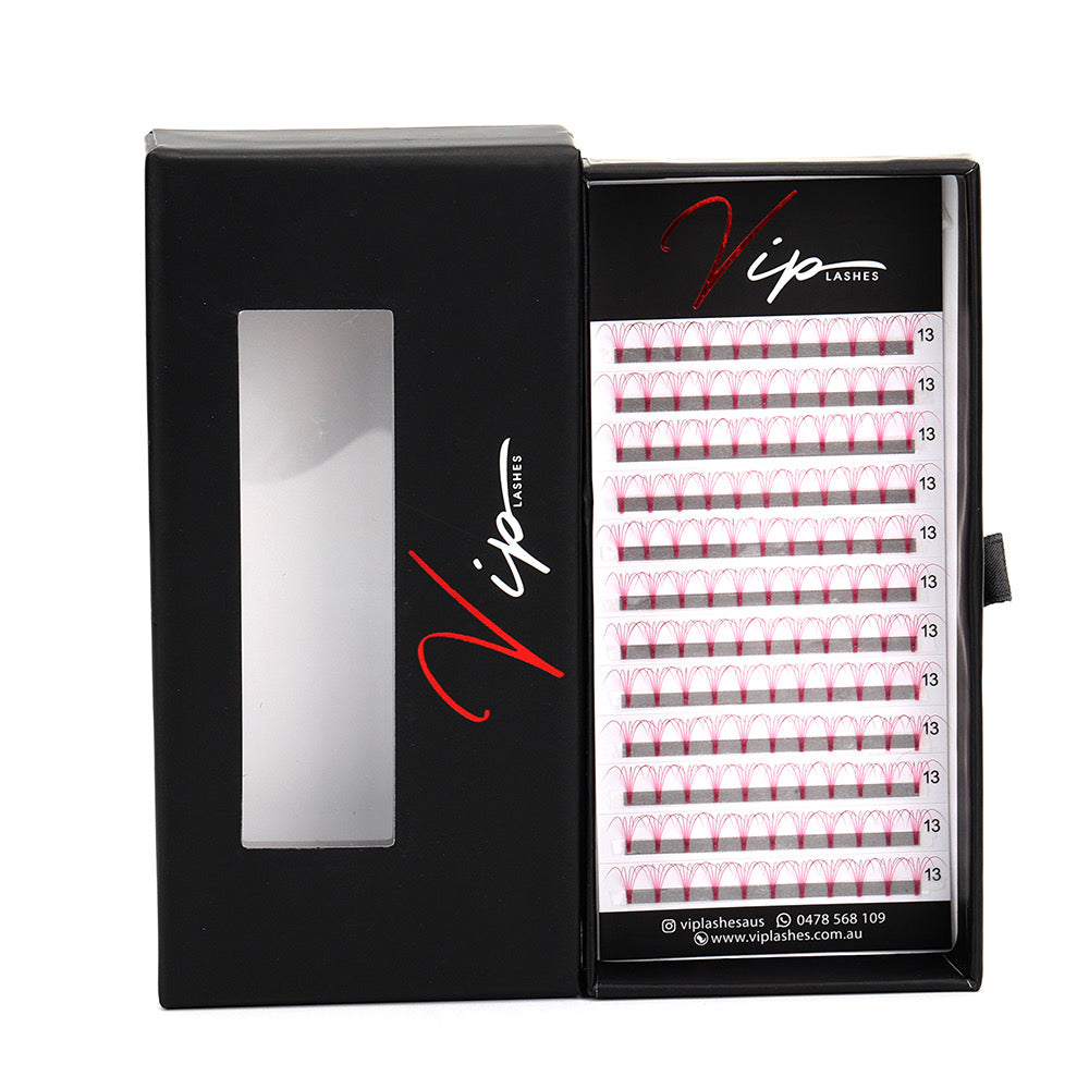 Pink 5D D curl 0.07 12 Row Trays - Black Trays
