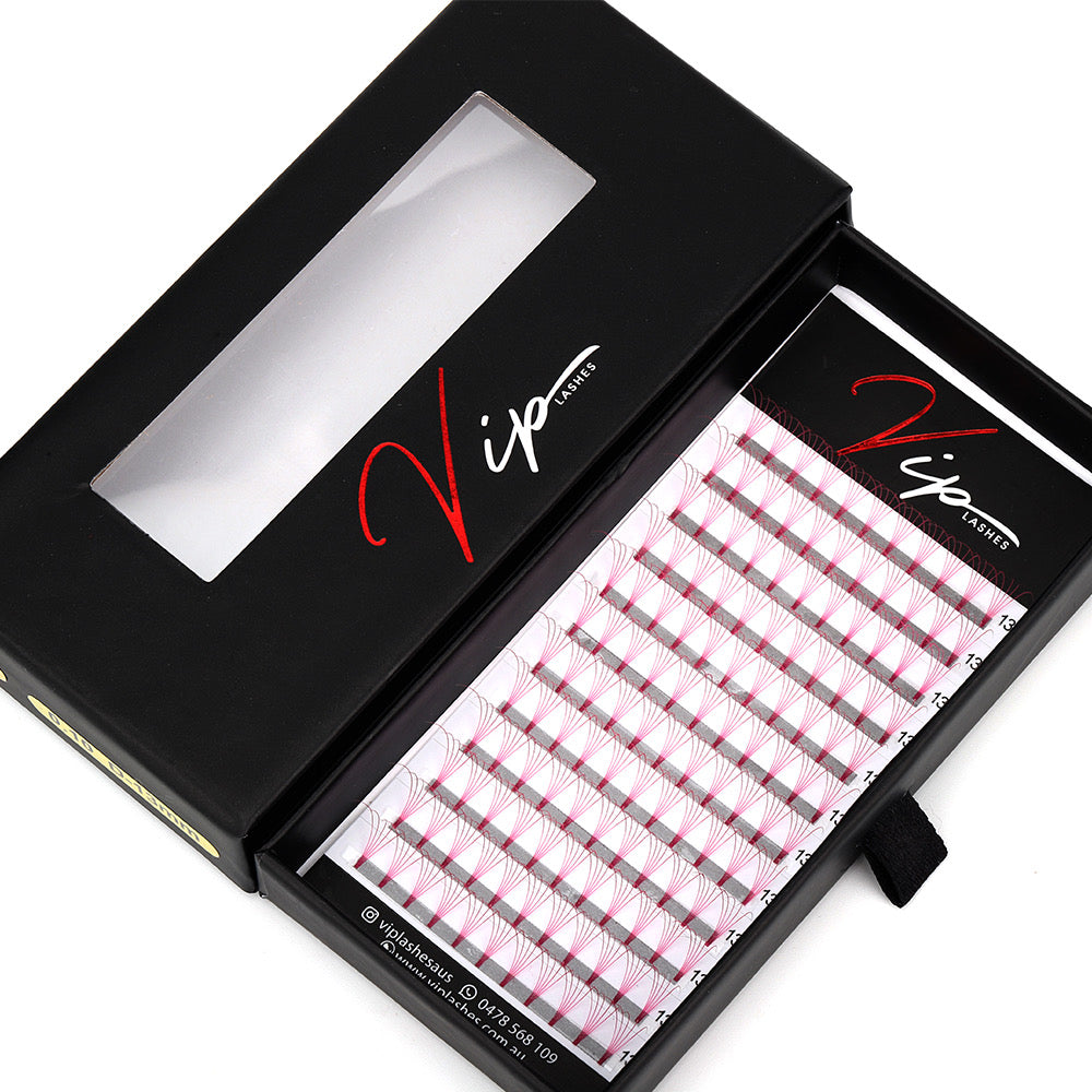 Pink 5D D curl 0.07 12 Row Trays - Black Trays