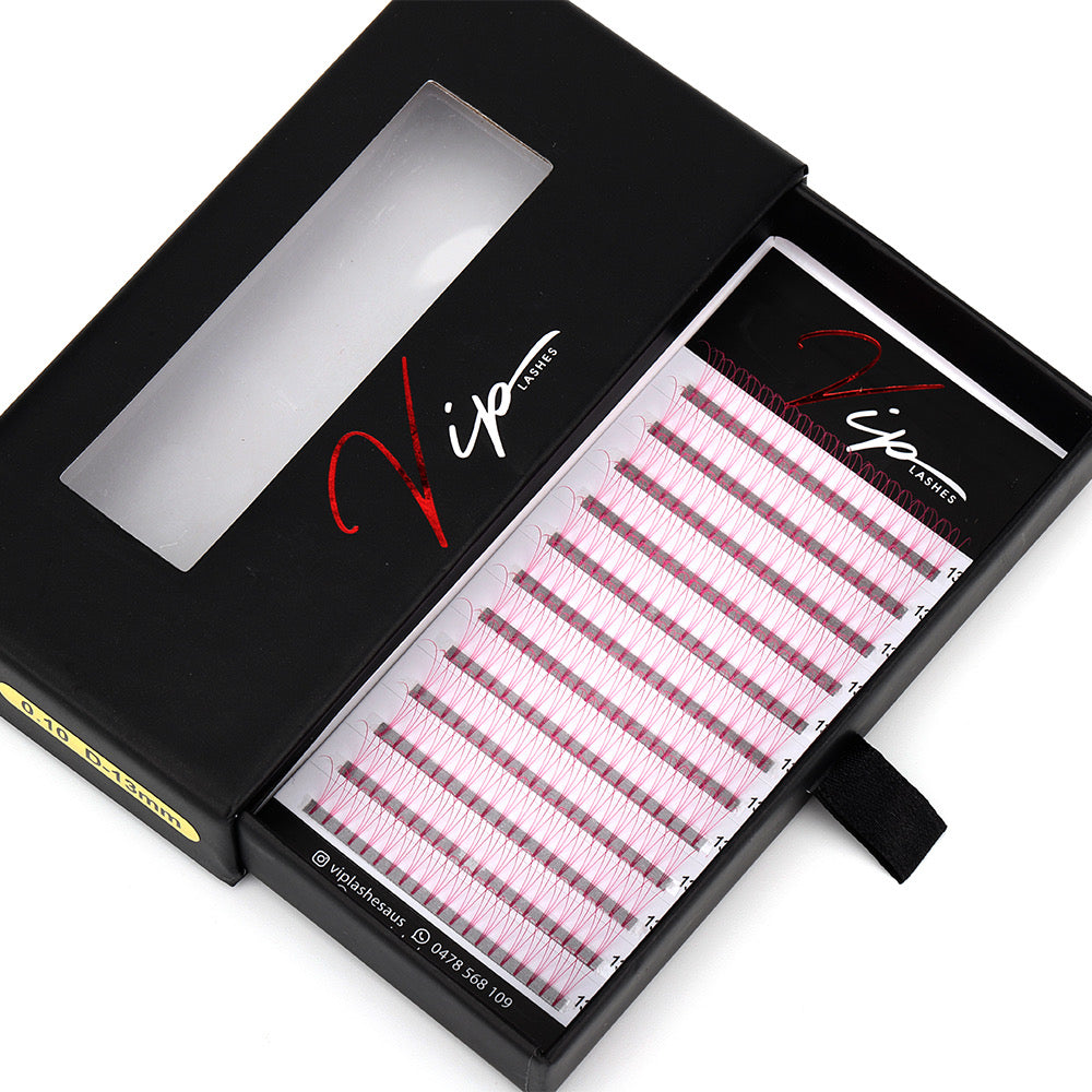Pink 3D D curl 0.10 12 Row Trays - Black Trays