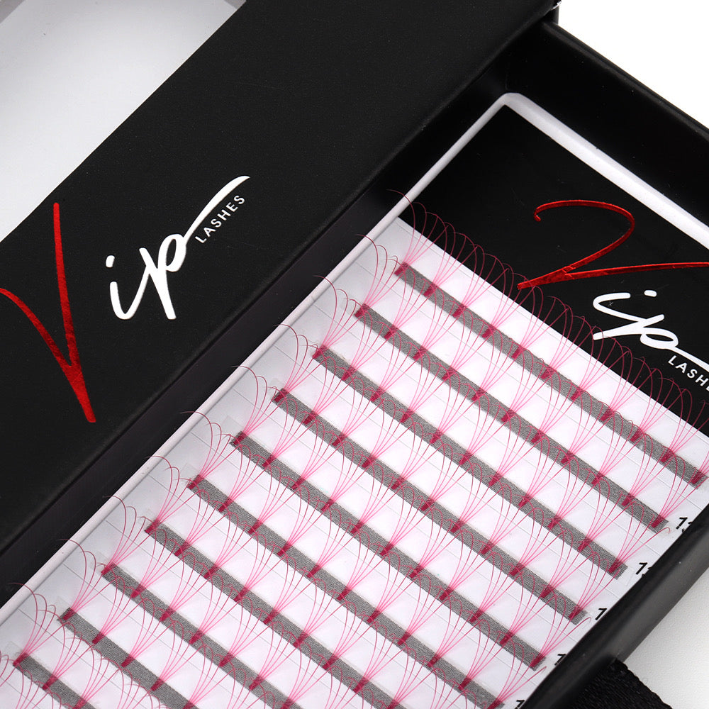 Pink 4D D curl 0.10 12 Row Trays - Black Trays