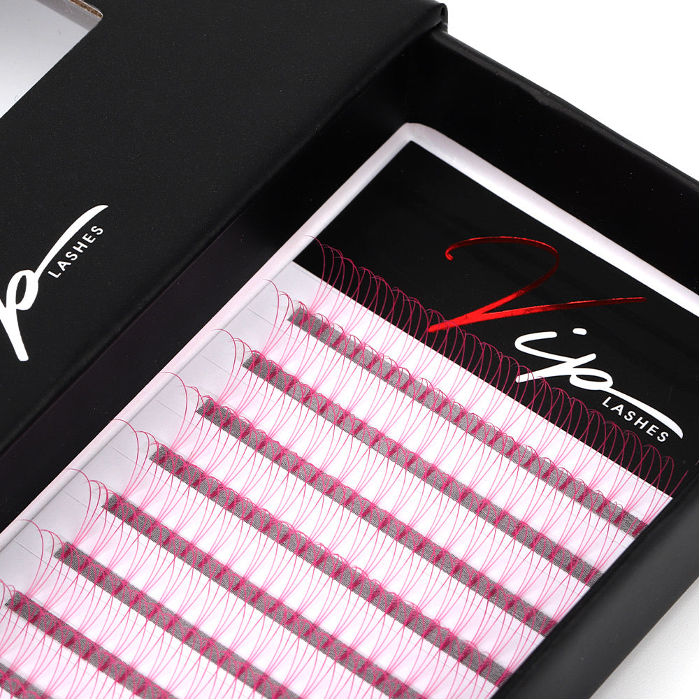 Pink 3D D curl 0.07 12 Row Trays - Black Trays
