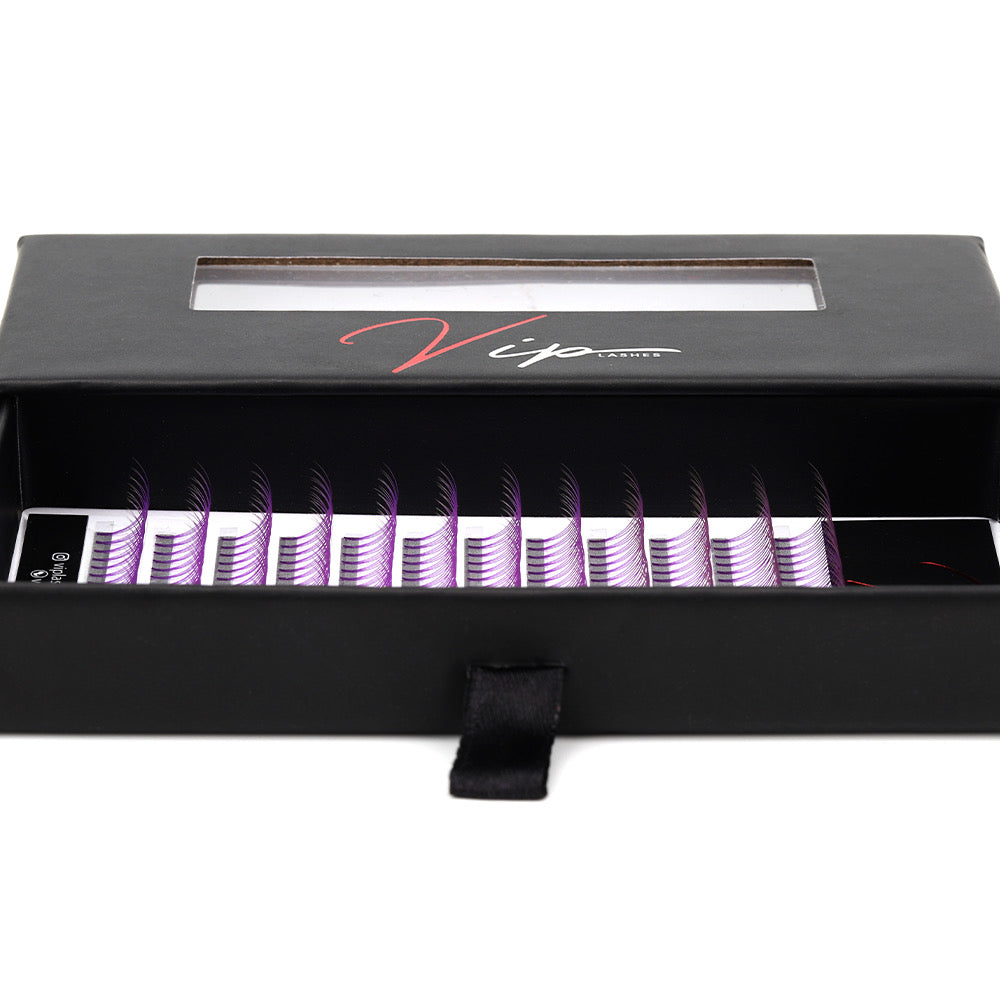 Purple 3D D curl 0.07 12 Row Trays - Black Trays