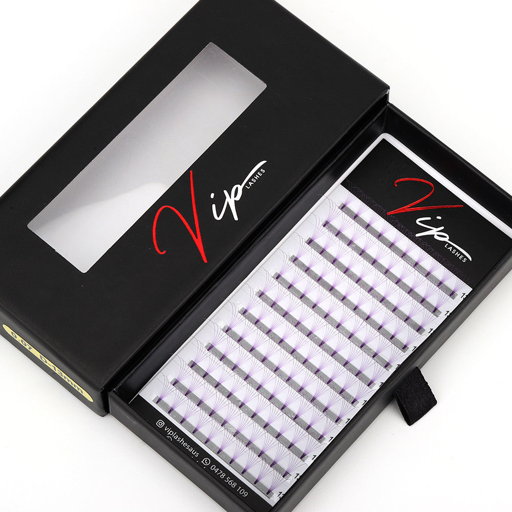 Purple 6D D curl 0.07 12 Row Trays - Black Trays