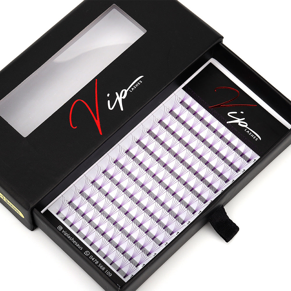 Purple 5D D curl 0.10 12 Row Trays - Black Trays