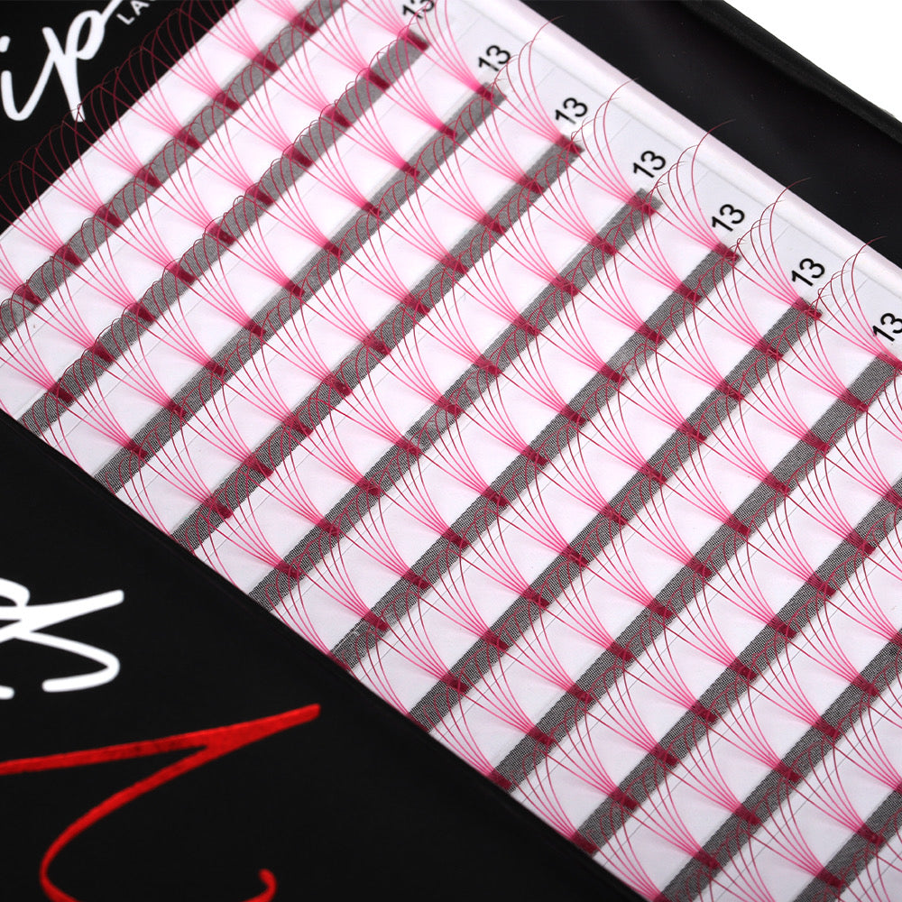 Pink 5D D curl 0.10 12 Row Trays - Black Trays